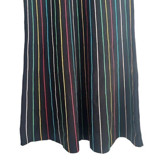 Red Valentino Short Sleeve Black Knit Rainbow Stripe Shift Dress - Picture 6 of 9